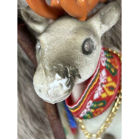 Vtg Santa & Mrs Claus FINLAND Erkki Juopperi Reindeer Christmas Real Fur Arctic - Picture 2 of 8